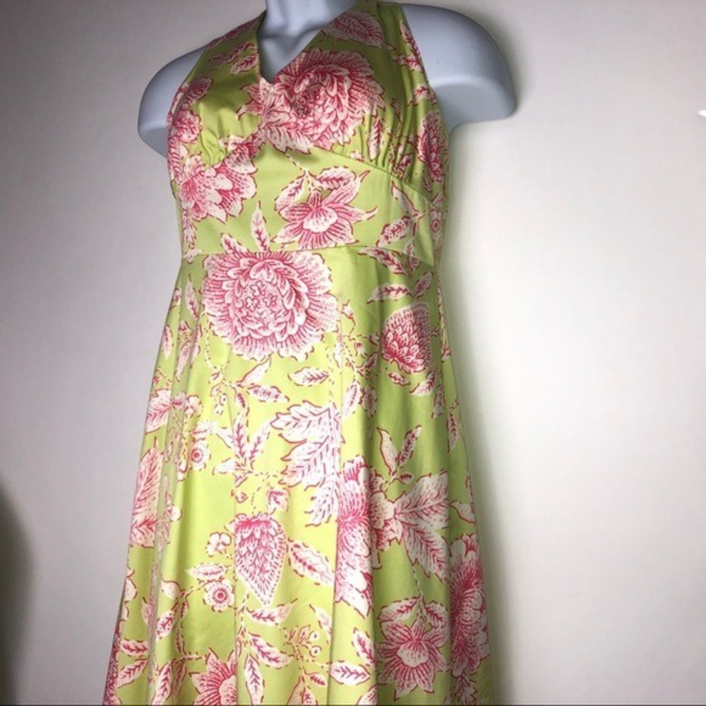 Madison Leigh Yellow Pink Floral Cottagecore Halter Sundress 6 Resortwear Vaca‎ - Picture 4 of 12